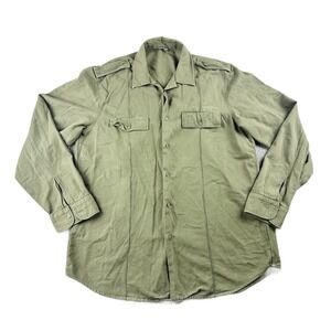 Vintage Iceberg Jeans Military Shirt Men XL Green Long Sleeve Italy Safari Urban